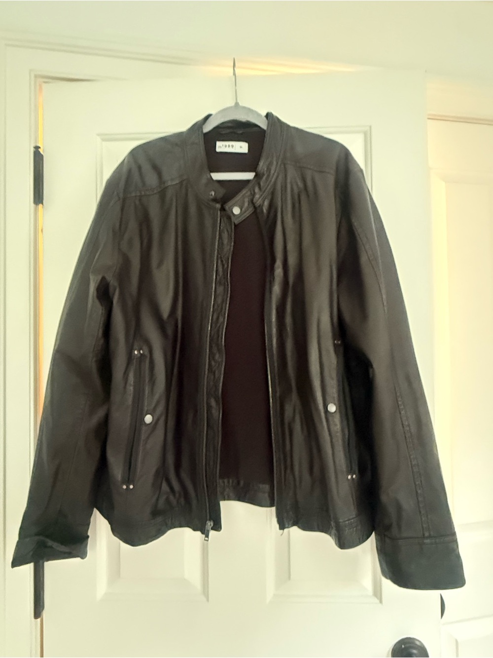 GAP 1969 Men's Black Genuine Leather Moto Cafe Racer 2011 Jacket -XL